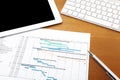 Working desk with project gantt chart Royalty Free Stock Photo