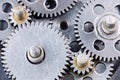 Working dirty industrial metal cog wheels macro view Royalty Free Stock Photo