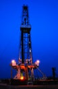 Working drilling rig in night