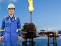 Working engineer at offshore oil and gas refinery