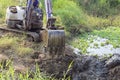 Working excavator backhoe.