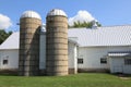 Working farm with twin silos Royalty Free Stock Photo