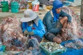 Working at a fishing port south of Hua Hin in Thailand Royalty Free Stock Photo