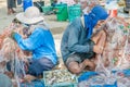 Working at a fishing port south of Hua Hin in Thailand Royalty Free Stock Photo