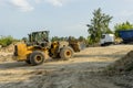 Working at gravel plant. quarry sand mining.