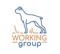 Working group logotype in modern outlined style. Editable vector illustration