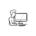 Working guy hand drawn sketch icon. Royalty Free Stock Photo