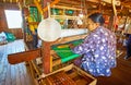 Working on hand loom, Inle Lake, Myanmar Royalty Free Stock Photo