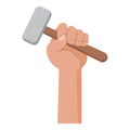 Working hand with working tool hammer, wrench. Labor Day. Icon, illustration