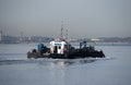 Working harbor vessel motors across Botany Bay Royalty Free Stock Photo