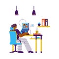 Working from home and building career online, flat vector illustration isolated.