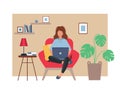 Working at home. Freelance woman work in comfortable conditions Royalty Free Stock Photo