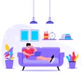 Working at home illustration concept.