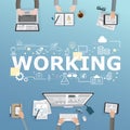 Working icons for business in office illustration design.