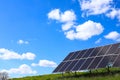 A working installation of solar batteries in the open air.