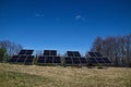 A working installation of Solar panels for sun energy production in the open air, Plana mountain Royalty Free Stock Photo