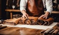 Working with Leather: A Skilled Artisan Crafting a Fine Piece of Leather