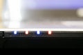 working LED light status of laptop or notebook and show about charging wifi connection and bettery Royalty Free Stock Photo