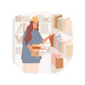 Working in a library isolated cartoon vector illustration.