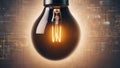 A working light bulb and digital technology, the latest technology, trends in technology development Royalty Free Stock Photo