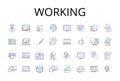 Working line icons collection. Laboring, Engaged, Employed, Occupied, Operating, Serving, Toiling vector and linear