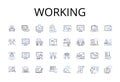 Working line icons collection. Laboring, Engaged, Employed, Occupied, Operating, Serving, Toiling vector and linear