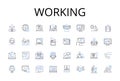 Working line icons collection. Laboring, Engaged, Employed, Occupied, Operating, Serving, Toiling vector and linear