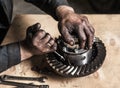 Working man with dirty hands Royalty Free Stock Photo