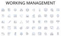 Working management line icons collection. Sand, Sun, Waves, Surfing, Seashells, Snorkeling, Scuba vector and linear Royalty Free Stock Photo