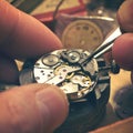 Working On A Mechanical Watch Royalty Free Stock Photo