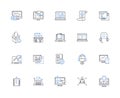 Working method line icons collection. Efficiency, Strategy, Collaboration, Adaptability, Focus, Productivity, Innovation