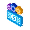 Working money dollar isometric icon vector illustration