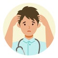 Working nurse man. Healthcare conceptMan cartoon character. People face profiles avatars and icons. Close up image of confused man Royalty Free Stock Photo