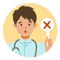 Working nurse man. Healthcare conceptMan cartoon character. People face profiles avatars and icons. Close up image of man having Royalty Free Stock Photo