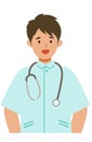 Working nurse man. Healthcare conceptMan cartoon character. People face profiles avatars and icons. Close up image of smiling man