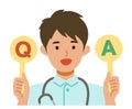 Working nurse man. Healthcare conceptMan cartoon character. People face profiles avatars and icons. Concept for QandA