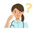 Working nurse Woman. Healthcare conceptWoman cartoon character. People face profiles avatars and icons. Close up image of asking