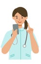 Working nurse Woman. Healthcare conceptWoman cartoon character. People face profiles avatars and icons. Close up image of Woman