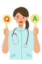 Working nurse Woman. Healthcare conceptWoman cartoon character. People face profiles avatars and icons. Concept for QandA