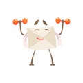 Working Out Humanized Letter Paper Envelop Cartoon Character Emoji Illustration