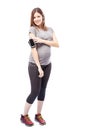 Working out with music during pregnancy Royalty Free Stock Photo