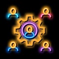 working outsource emplayees neon glow icon illustration
