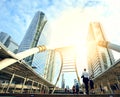 Working people at bridge link between mrt and bts mass transport Royalty Free Stock Photo