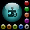 Working plugin icons in color illuminated glass buttons