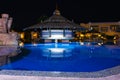 Working pool at night at a hotel in Egypt