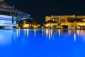 Working pool at night at a hotel in Egypt