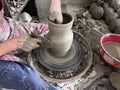 Working in a pottery studio Royalty Free Stock Photo