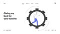 Working Process Website Landing Page. Tiny Male Character Running Inside of Huge Gear Set in Motion Cogwheel Mechanism