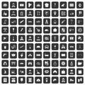 100 working professions icons set black