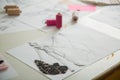 Working in progress, tailor table Royalty Free Stock Photo